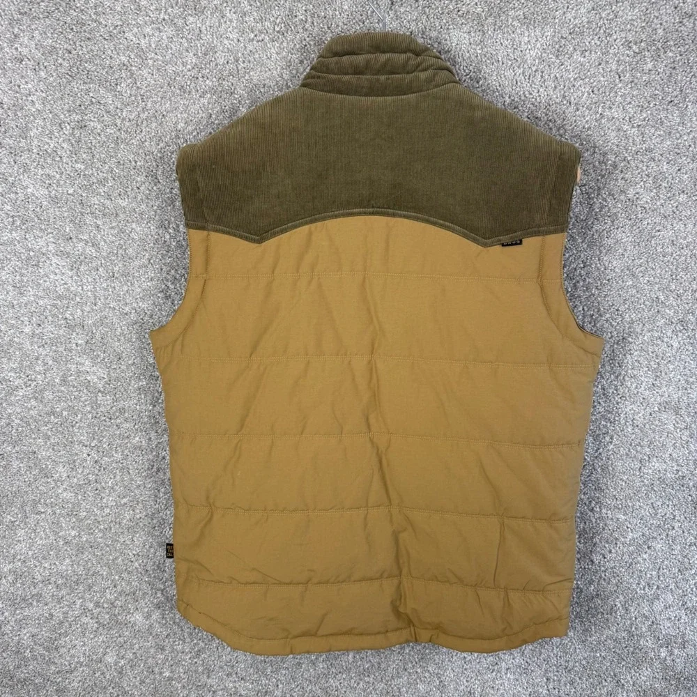 Howler Brothers Rounder Vest Mens Medium Khaki Tan Corduroy Yoke Quilted Puffer